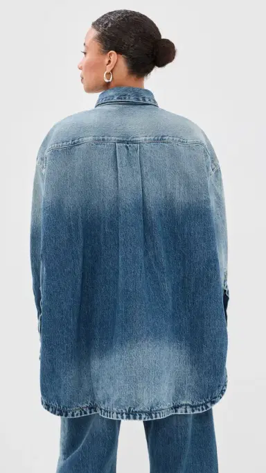 The Attico Bomber Denim Button Down Shirt | Thumbnail 3 The Attico Bomber Denim Button Down Shirt | Thumbnail 3