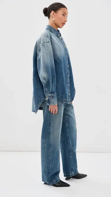 The Attico Bomber Denim Button Down Shirt | Thumbnail 4 The Attico Bomber Denim Button Down Shirt | Thumbnail 4