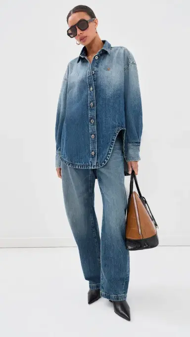 The Attico Bomber Denim Button Down Shirt | Thumbnail 5 The Attico Bomber Denim Button Down Shirt | Thumbnail 5