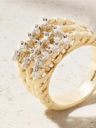 Yvonne Léon Raphia 9-karat Yellow And White Gold Diamond Ring | Thumbnail 4 Yvonne Léon Raphia 9-karat Yellow And White Gold Diamond Ring | Thumbnail 4