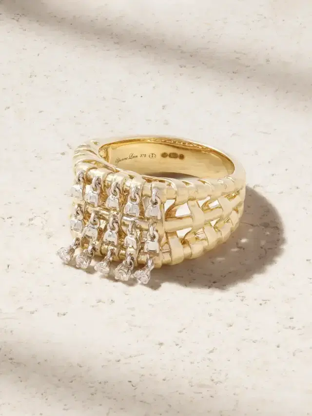 Yvonne Léon Raphia 9-karat Yellow And White Gold Diamond Ring