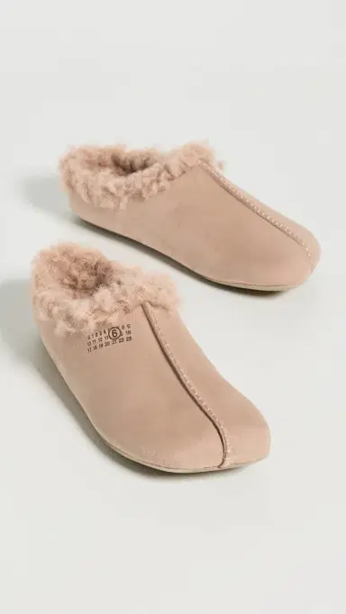 MM6 MAISON MARGIELA Suede Faux Shearling Slippers | Thumbnail 6