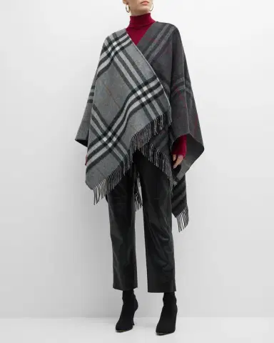 Burberry Giant Check Logo Cashmere-Blend Cape | Thumbnail 3