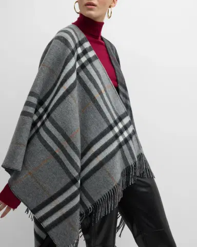 Burberry Giant Check Logo Cashmere-Blend Cape | Thumbnail 7