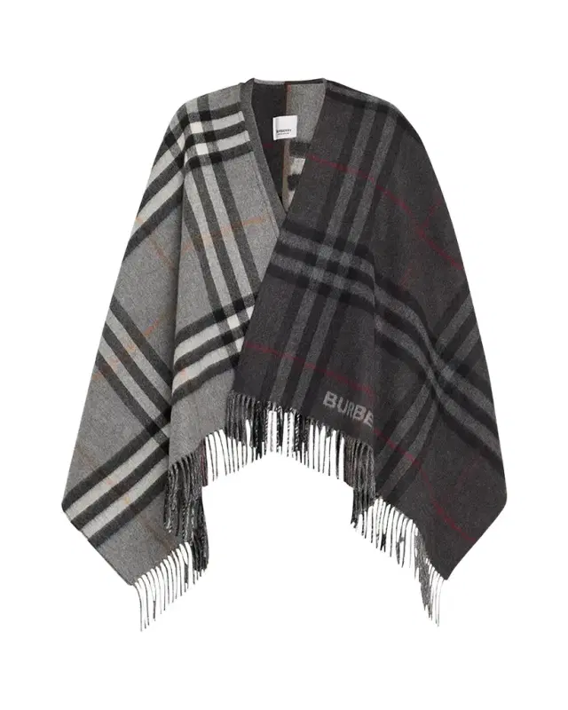 Burberry Giant Check Logo Cashmere-Blend Cape