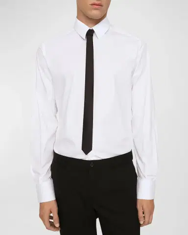 Dolce & Gabbana Men's Solid Stretch Cotton Dress Shirt | Thumbnail 2
