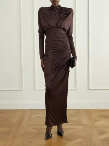 Balmain Draped Jersey Turtleneck Maxi Dress | Thumbnail 2