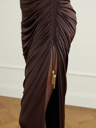 Balmain Draped Jersey Turtleneck Maxi Dress | Thumbnail 4