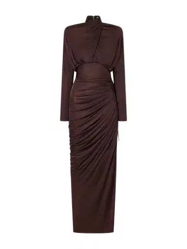 Balmain Draped Jersey Turtleneck Maxi Dress | Thumbnail 1