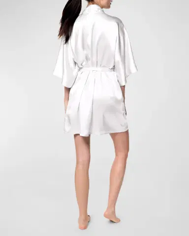 Christine Lingerie Solid Silk Short Robe | Thumbnail 3