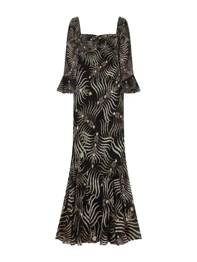 Saloni Willa Printed Silk-chiffon Gown