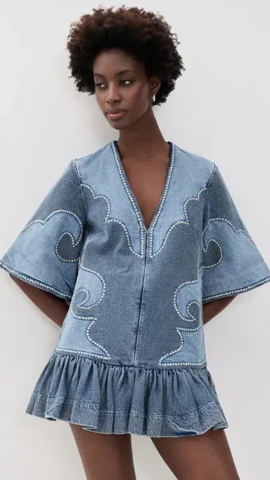 ALÉMAIS Jesse Denim Applique Mini Dress | Thumbnail 2