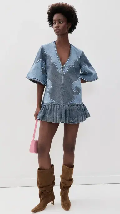 ALÉMAIS Jesse Denim Applique Mini Dress | Thumbnail 5