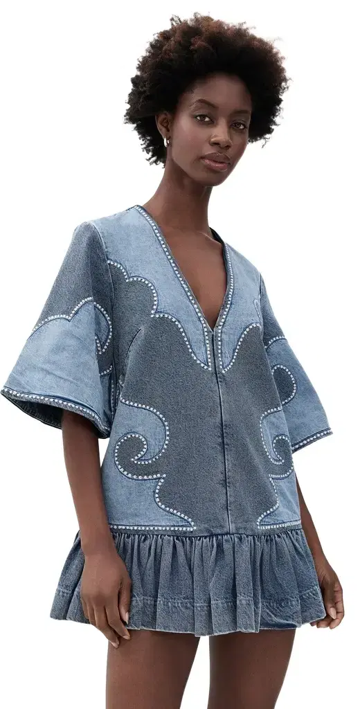 ALÉMAIS Jesse Denim Applique Mini Dress