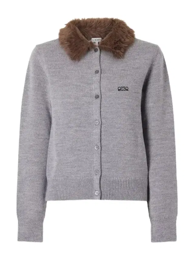 Loewe Plush-trimmed Logo-embroidered Wool Cardigan
