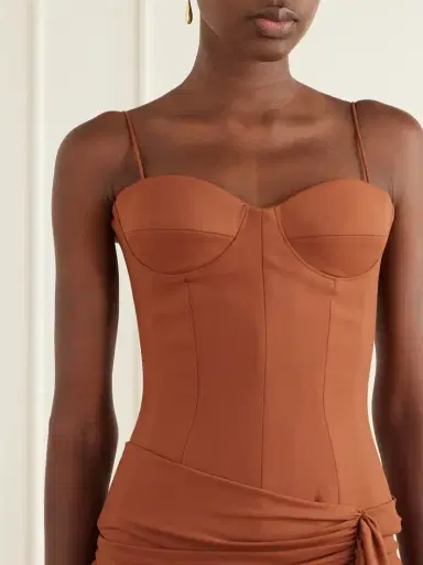 Alex Perry Tie-detailed Draped Powermesh Gown | Thumbnail 4 Alex Perry Tie-detailed Draped Powermesh Gown | Thumbnail 4