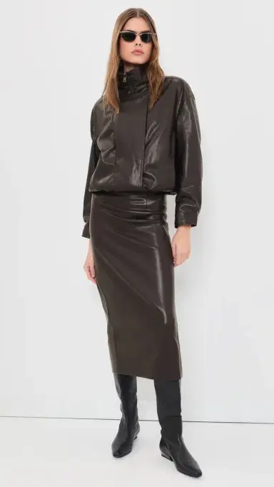 ENZA COSTA Oversized Faux Leather Bomber Jacket | Thumbnail 5 ENZA COSTA Oversized Faux Leather Bomber Jacket | Thumbnail 5