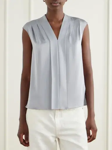 Theory Pleated Silk-satin Blouse | Thumbnail 3