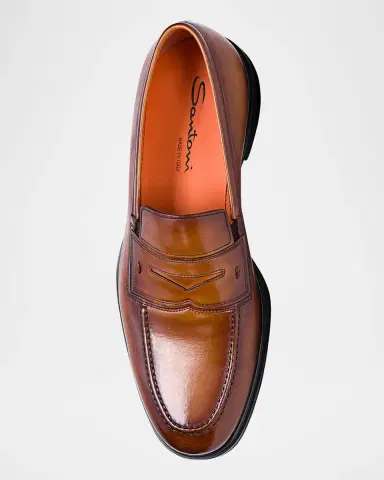 Santoni Men's Easy Leather Penny Loafers | Thumbnail 4