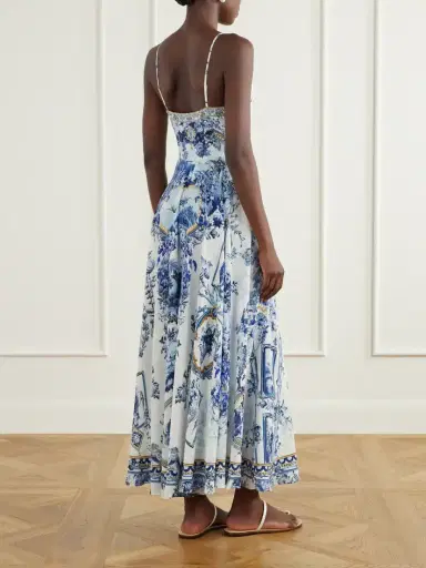 Camilla Porcelain Parlour Tie-detail Crystal-embellished Printed Silk Maxi Dress | Thumbnail 3