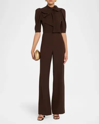 BLACK HALO Ara Puff-Sleeve Bow Jumpsuit | Thumbnail 2