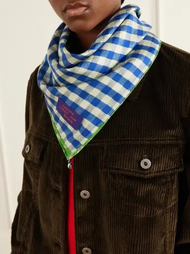 Loewe Checked And Floral-print Silk Scarf | Thumbnail 3