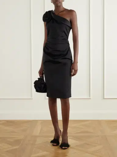 Magda Butrym One-shoulder Appliquéd Gathered Cotton And Silk-blend Knee-length Dress | Thumbnail 2
