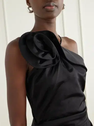 Magda Butrym One-shoulder Appliquéd Gathered Cotton And Silk-blend Knee-length Dress | Thumbnail 4