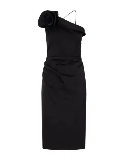 Magda Butrym One-shoulder Appliquéd Gathered Cotton And Silk-blend Knee-length Dress | Thumbnail 1