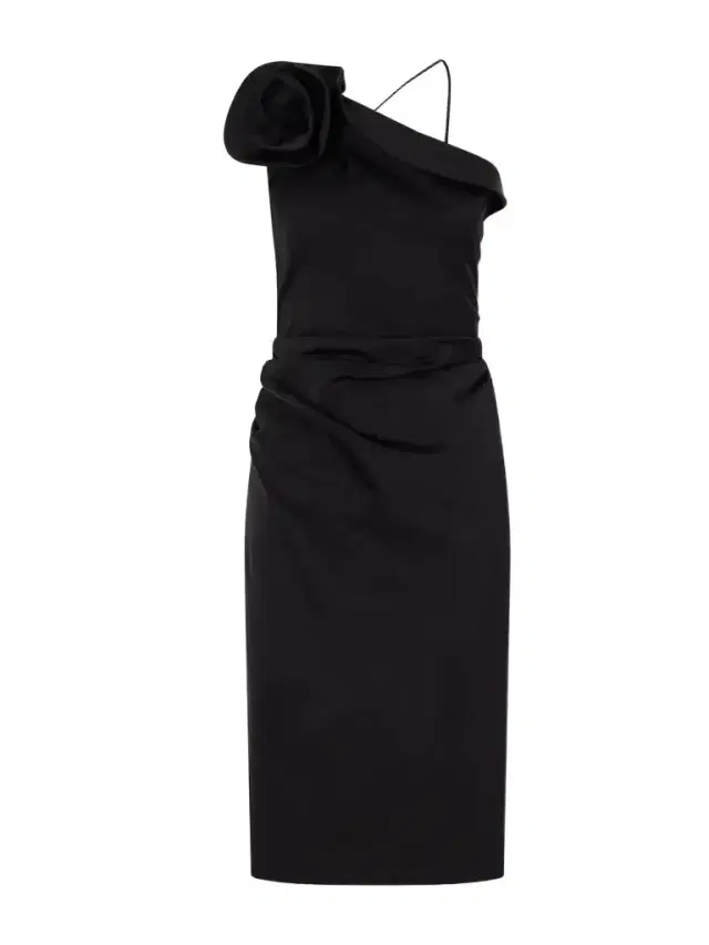 Magda Butrym One-shoulder Appliquéd Gathered Cotton And Silk-blend Knee-length Dress