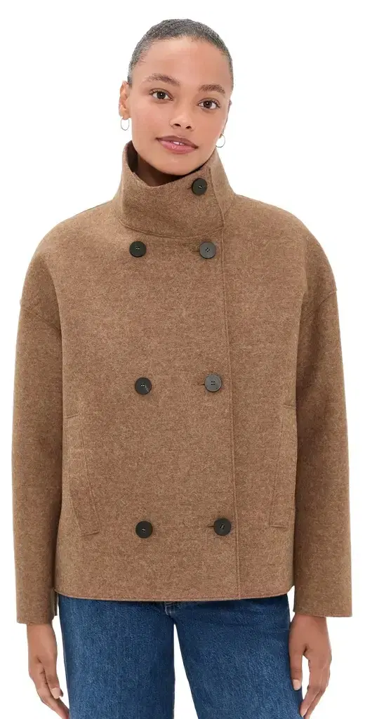 Harris Wharf London Cropped Pressed Wool Funnel Jacket