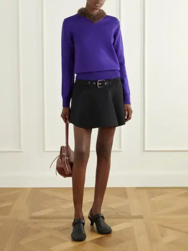 Loewe Plush-trimmed Ribbed Wool Sweater | Thumbnail 2