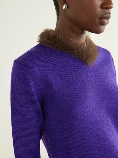 Loewe Plush-trimmed Ribbed Wool Sweater | Thumbnail 4