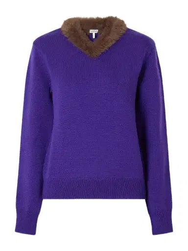 Loewe Plush-trimmed Ribbed Wool Sweater | Thumbnail 1