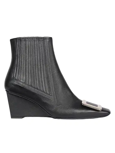Roger Vivier Women's Belle Vivier 60MM Leather Wedge-Heel Ankle Boots | Thumbnail 1 Roger Vivier Women's Belle Vivier 60MM Leather Wedge-Heel Ankle Boots | Thumbnail 1