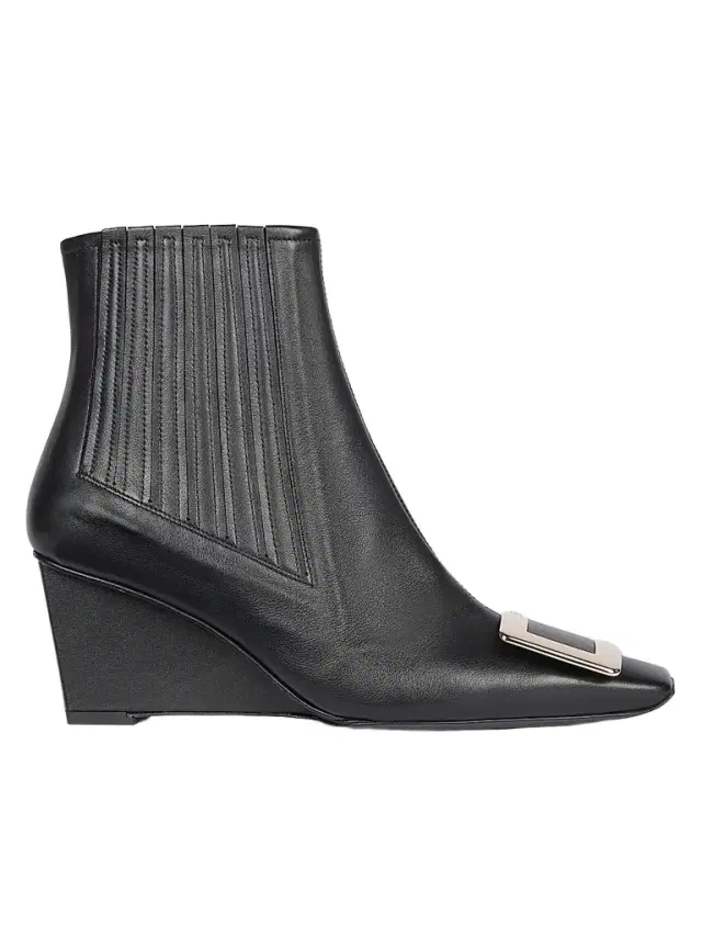 Roger Vivier Women's Belle Vivier 60MM Leather Wedge-Heel Ankle Boots