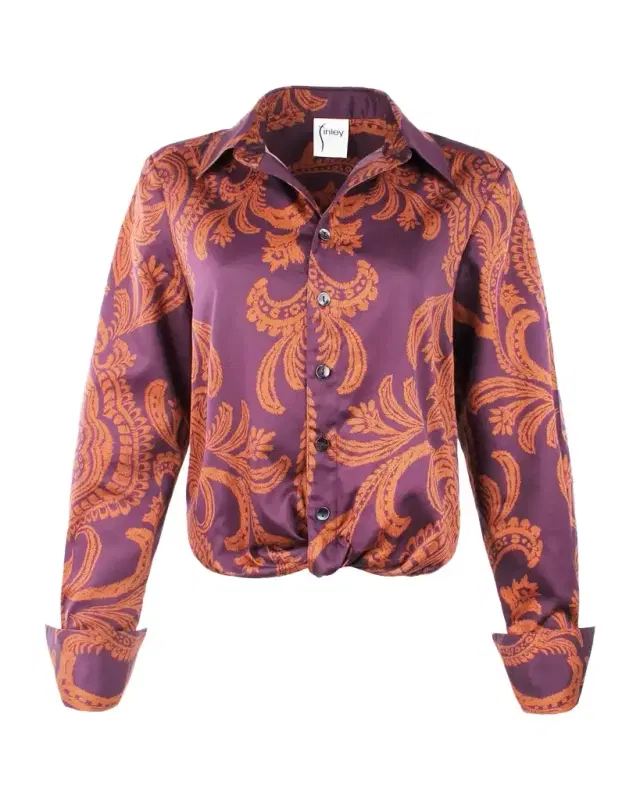 Finley Moxie Twisted Paisley-Print Shirt