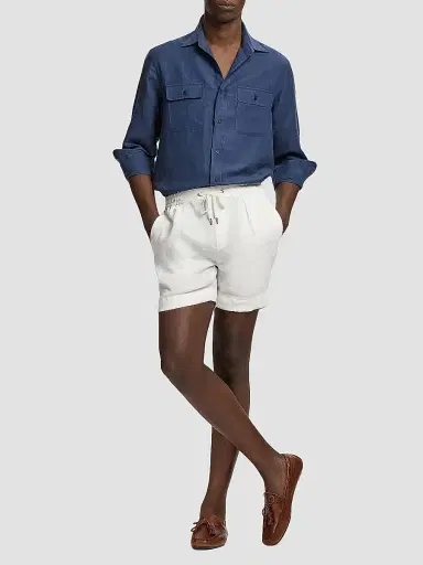 Ralph Lauren Purple Label Men's Silk-Linen Button-Front Shirt | Thumbnail 2