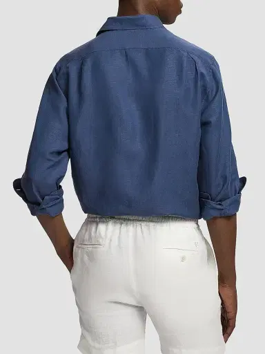 Ralph Lauren Purple Label Men's Silk-Linen Button-Front Shirt | Thumbnail 3