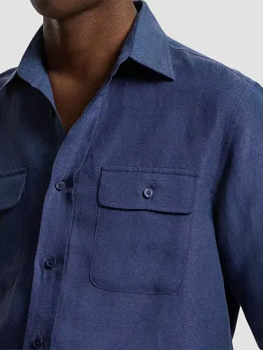 Ralph Lauren Purple Label Men's Silk-Linen Button-Front Shirt | Thumbnail 6