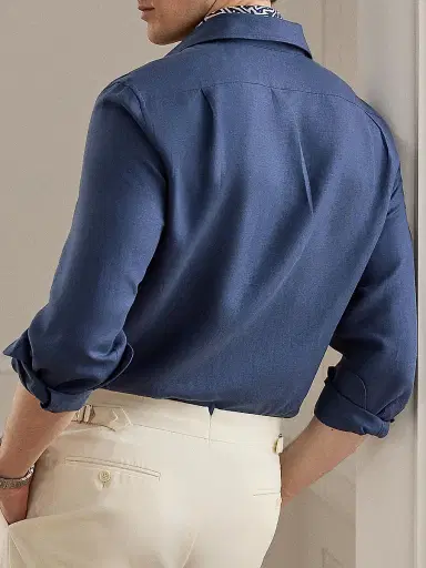 Ralph Lauren Purple Label Men's Silk-Linen Button-Front Shirt | Thumbnail 8