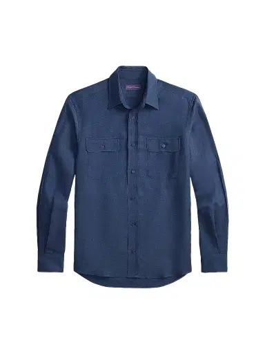 Ralph Lauren Purple Label Men's Silk-Linen Button-Front Shirt | Thumbnail 1