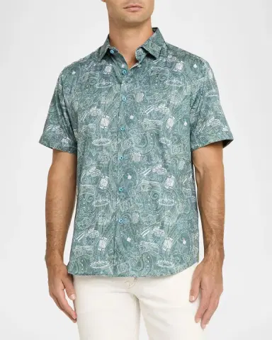 Robert Graham The Vault Printed Stretch-Cotton Short-Sleeve Shirt | Thumbnail 4