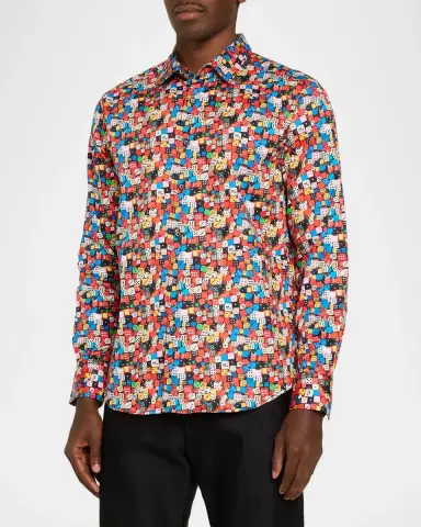 Robert Graham Snake Eyes Dice-Print Stretch Cotton Shirt | Thumbnail 4