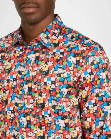 Robert Graham Snake Eyes Dice-Print Stretch Cotton Shirt | Thumbnail 5