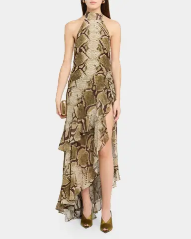 Retrofête Nevae Snake Chiffon High-Low Dress | Thumbnail 2 Retrofête Nevae Snake Chiffon High-Low Dress | Thumbnail 2