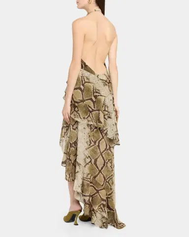 Retrofête Nevae Snake Chiffon High-Low Dress | Thumbnail 3 Retrofête Nevae Snake Chiffon High-Low Dress | Thumbnail 3