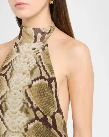 Retrofête Nevae Snake Chiffon High-Low Dress | Thumbnail 5 Retrofête Nevae Snake Chiffon High-Low Dress | Thumbnail 5