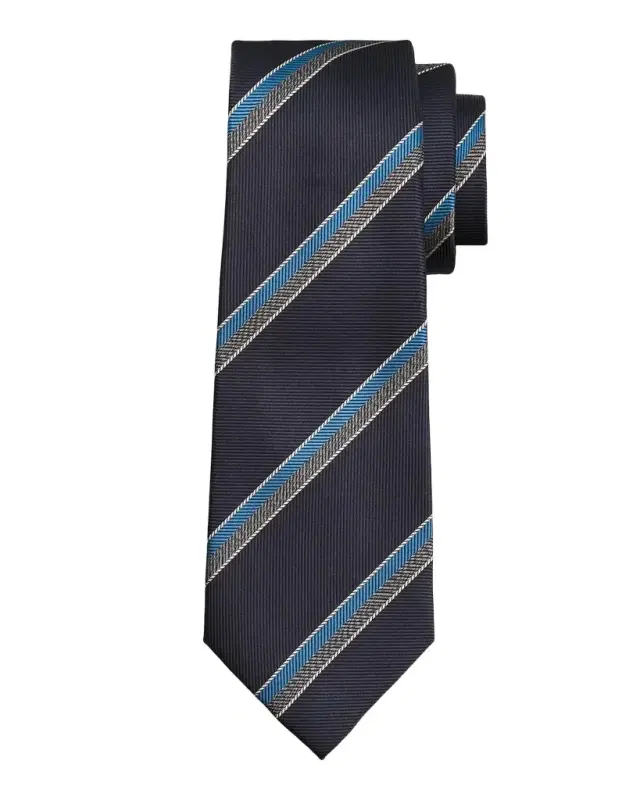 Kiton Men's Silk Chevron Stripe 7-Fold Tie