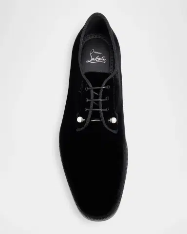 Christian Louboutin Men's Chambeliss Embellished Velvet Derbys | Thumbnail 4 Christian Louboutin Men's Chambeliss Embellished Velvet Derbys | Thumbnail 4